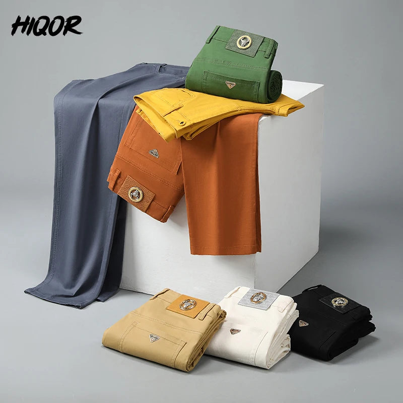 HIQOR 7 Colors Men Spring Autumn Casual Long Trousers Male Suit Pants