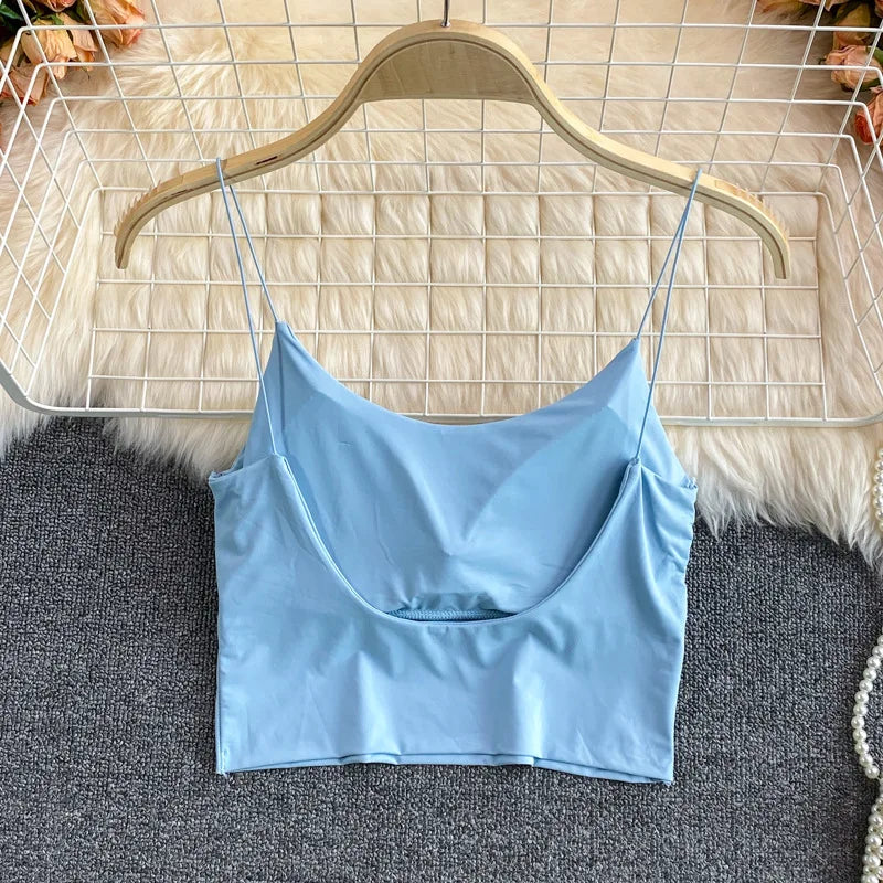 1PC Women Summer Sleeveless Cotton Bustier with Pads Soft Elastic