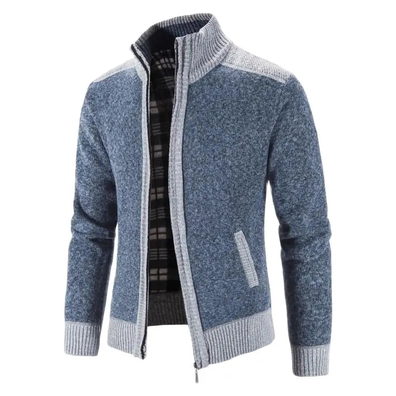 New Winter Men's Patchwork Jacket Knitted Coat Fashion Cardigan