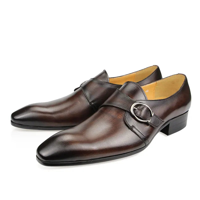 Men’s Dress Shoes Genuine Leather Wedding Loafers Decorate Buckle