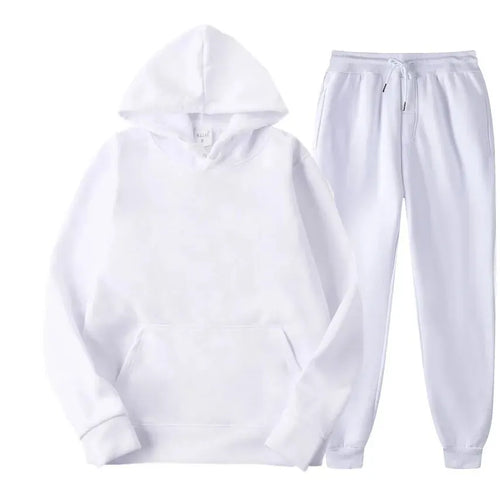 Men's Autumn and Winter New Solid Color Hoodie+pants Two-piece Set