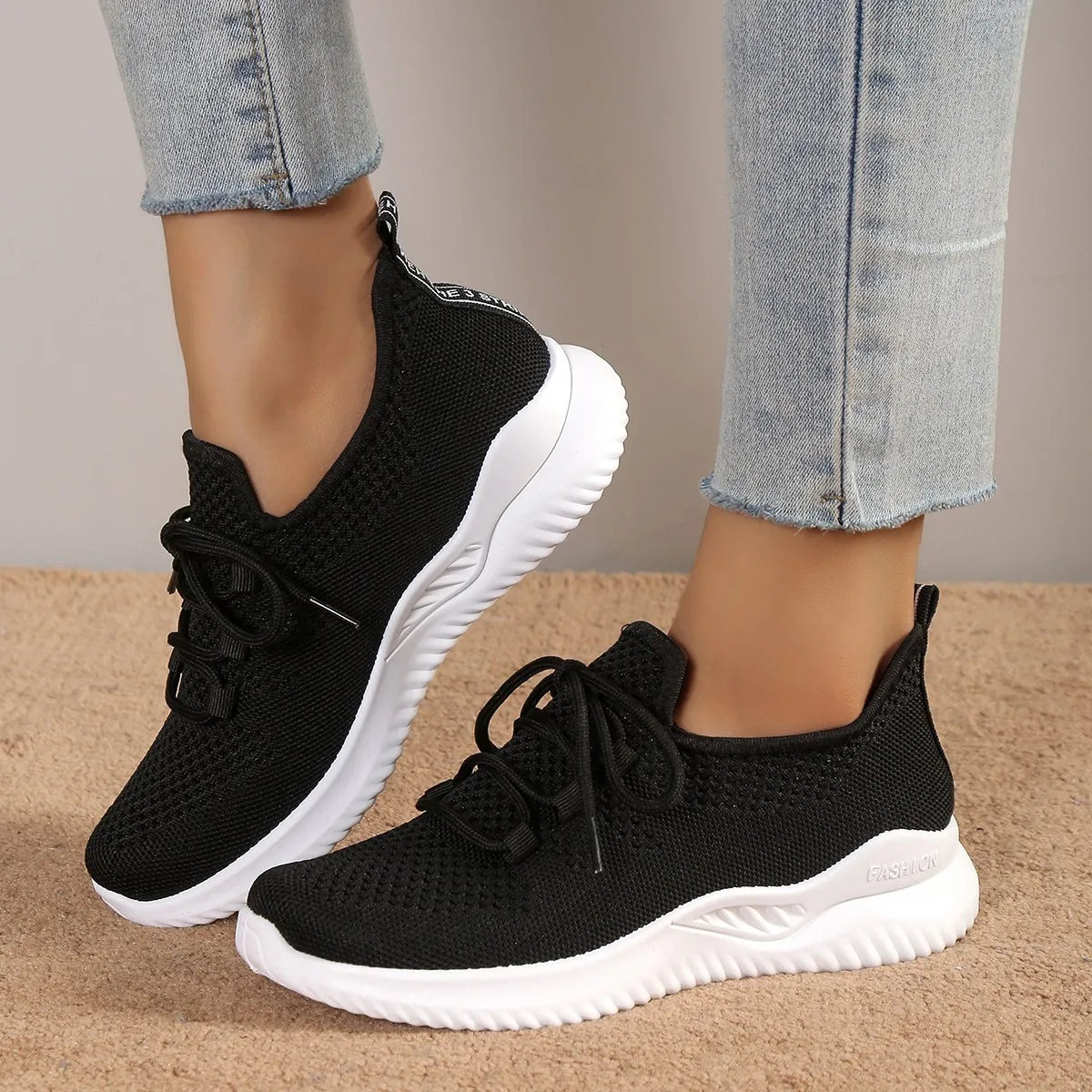 Women Sneakers Fashion Lace Up Mesh Breathable Outdoor Walking Small