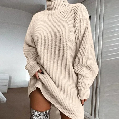 Solid Color Loose Knitted Dress