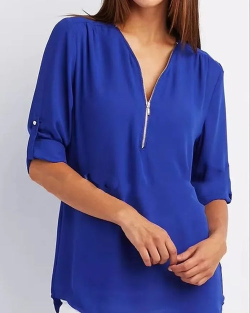 Hot Sale Women Cool Loose Shirt Deep V Neck Chiffon Fashion