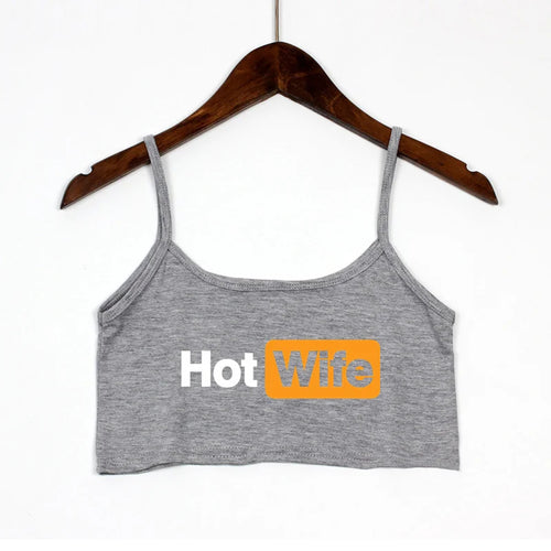 Funny HOT WIFE Letters Print New Sexy Crop Top Summer Women's Sexy