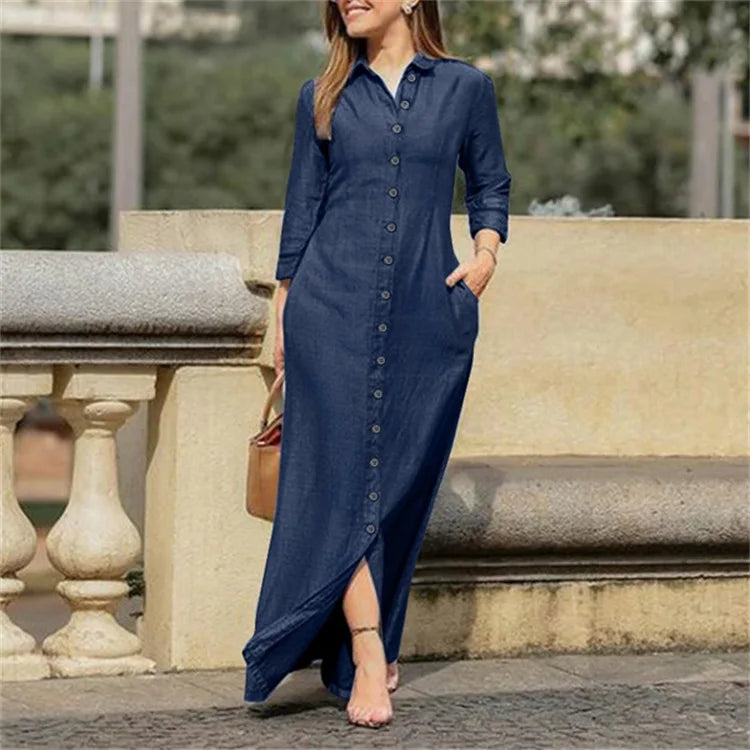 Denim Dress Long Sleeve Buttons Shirt