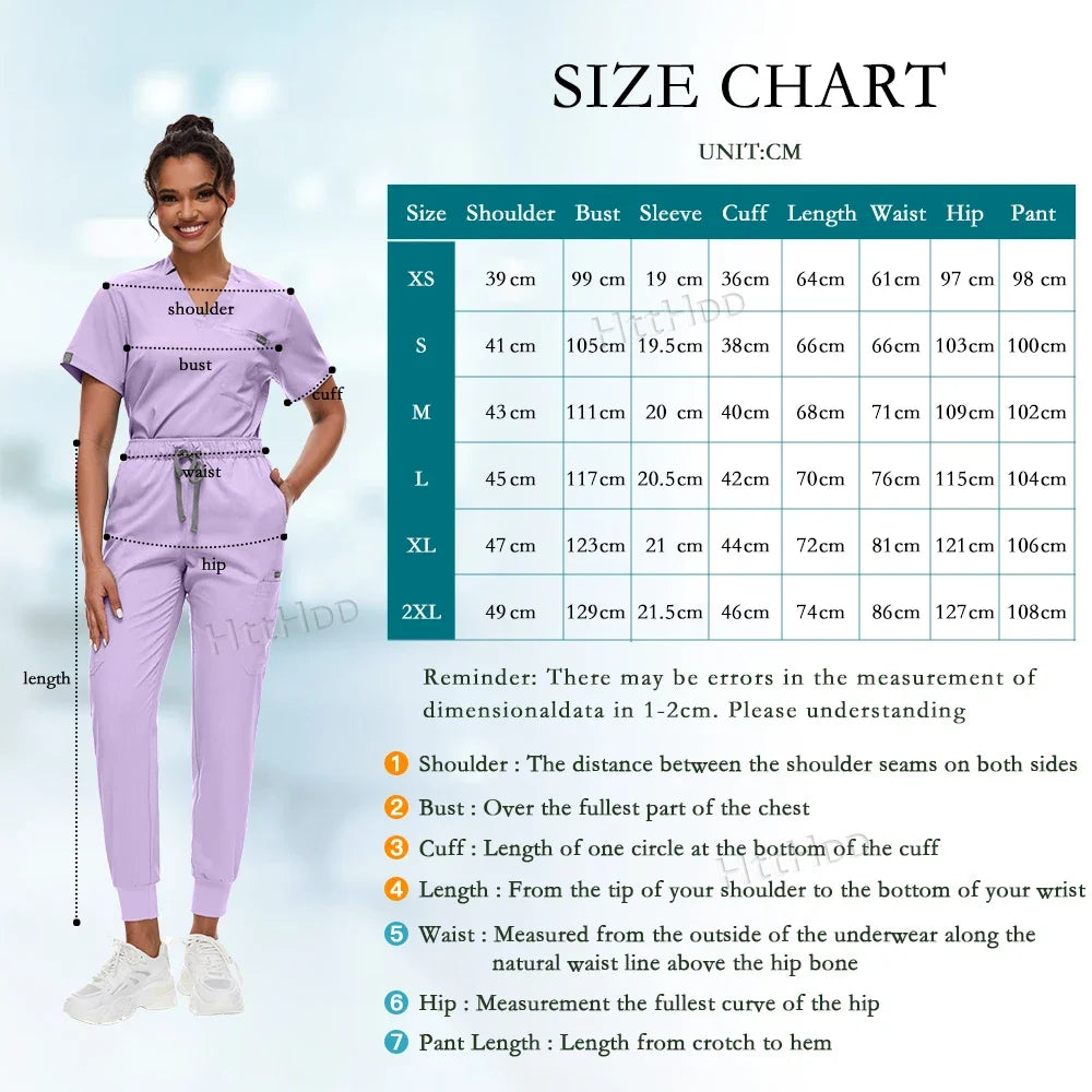 Scrubs Set for Women Joggers V-Neck Pocket Top Uniforms Medical