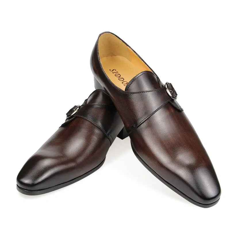 Men’s Dress Shoes Genuine Leather Wedding Loafers Decorate Buckle