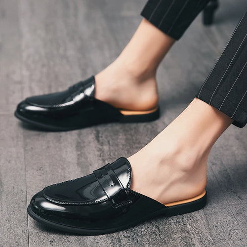 Genuine Leather Black Men’s Mules