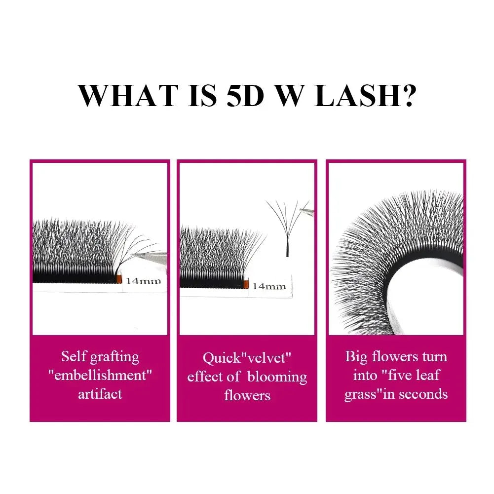 Fadvan 5D W Shaped Eyelash Extensions 0.07 D Natural Faux Mink Lashes