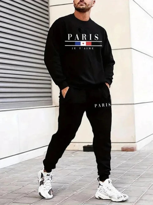 Men's Fashion Brand Clothing Sportswear Paris Long Sleeve + SweatPants