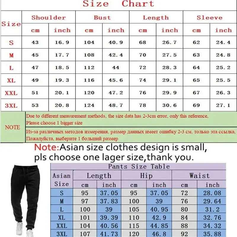 Men's Fashion Brand Clothing Sportswear Paris Long Sleeve + SweatPants