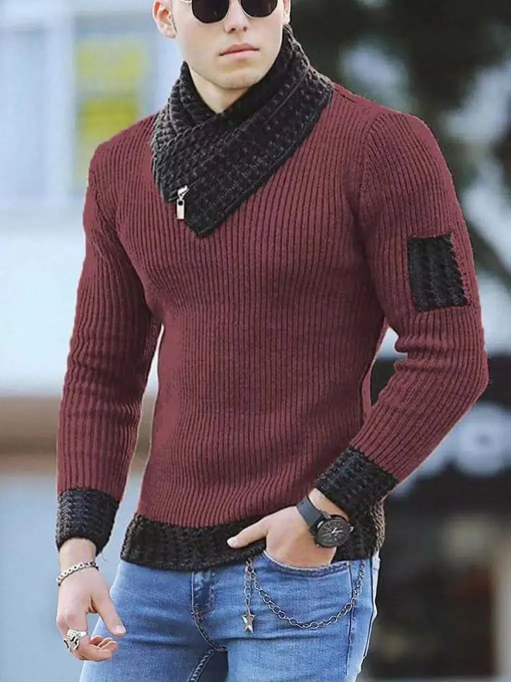 Korean Fashion Autumn Men Casual Vintage Style Sweater Wool Turtleneck