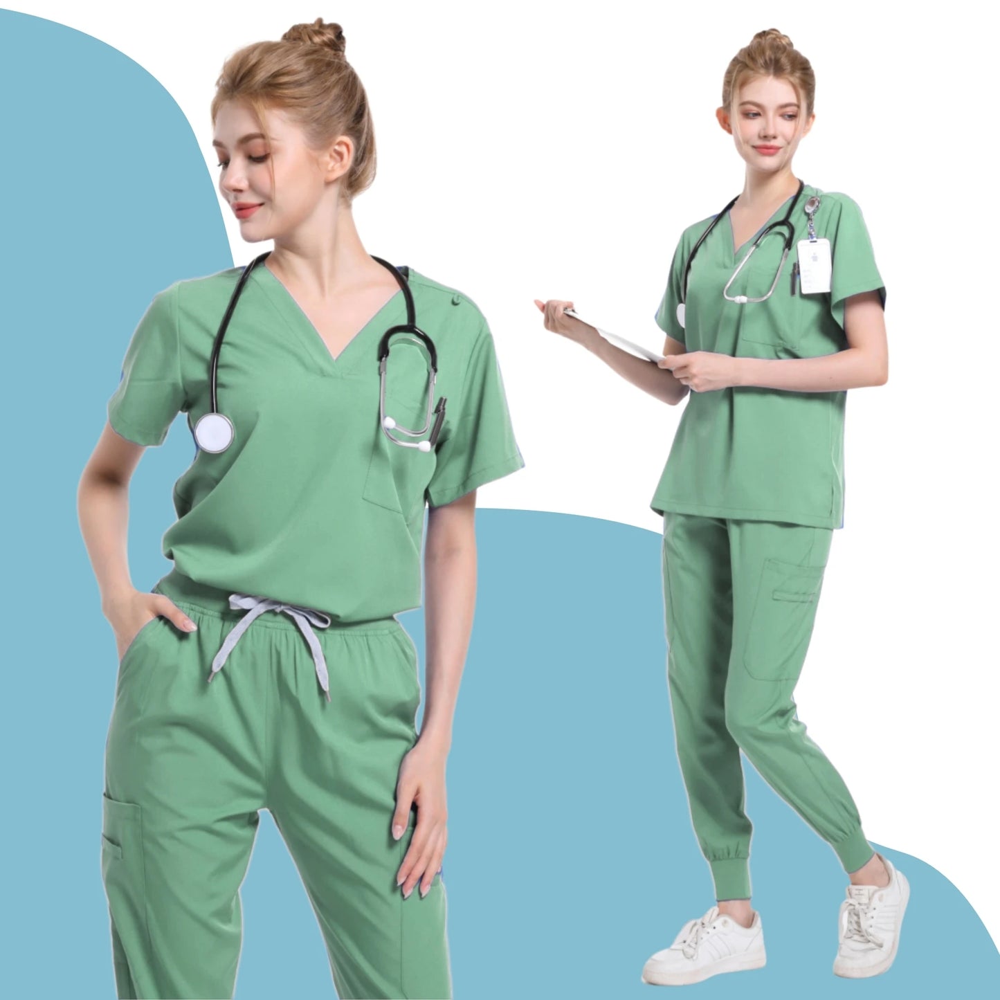 Women Medical Uniforms Scrubs Sets Hospital Surgical Gowns Short