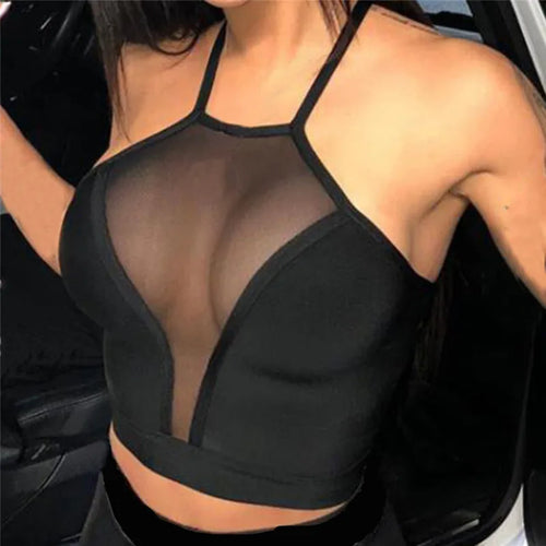 Sexy mesh crop top Summer Women Casual Tank Top Vest Blouse Sleeveless