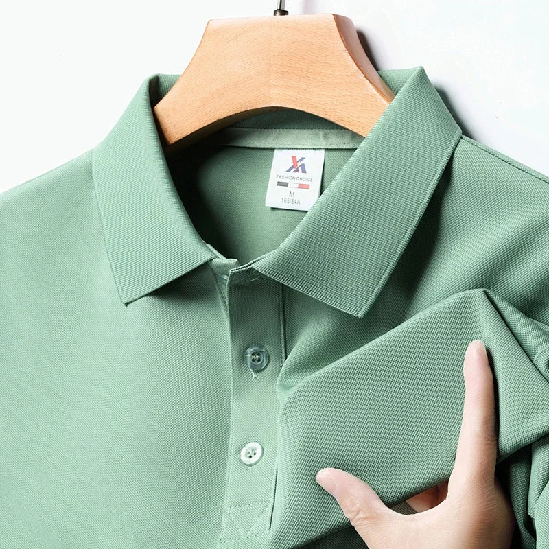 Men's Fashion Solid Short Sleeved Polo Shirt Summer Breathable