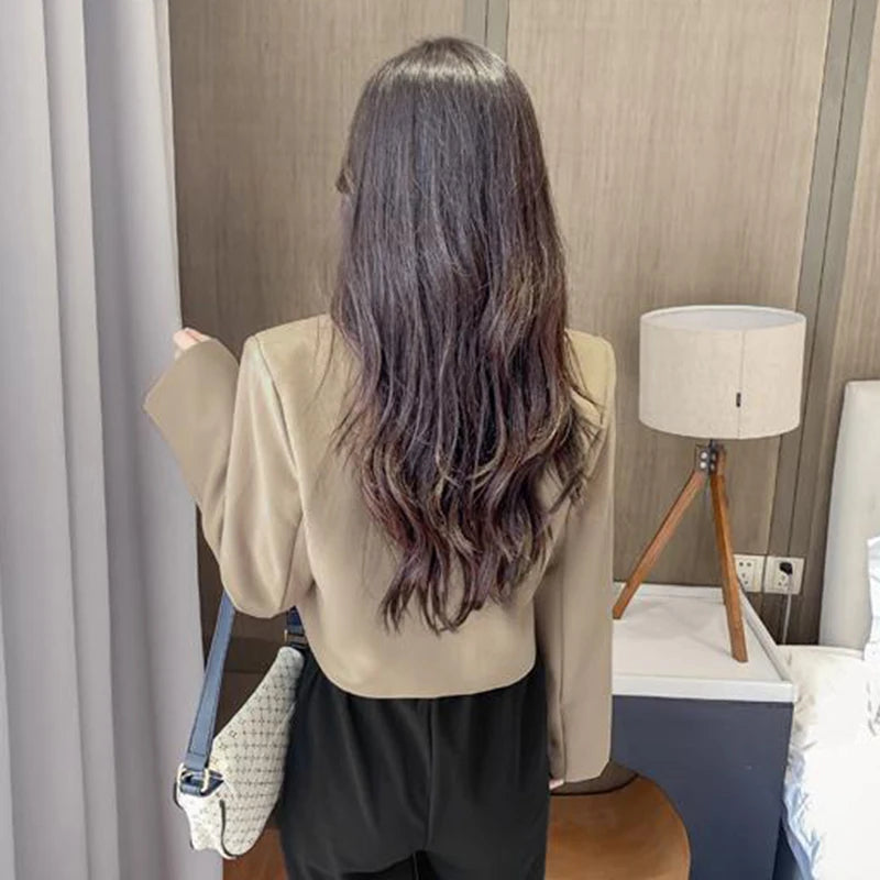 Cropped Blazers for Women New Korean Fashion Long Sleeve Button