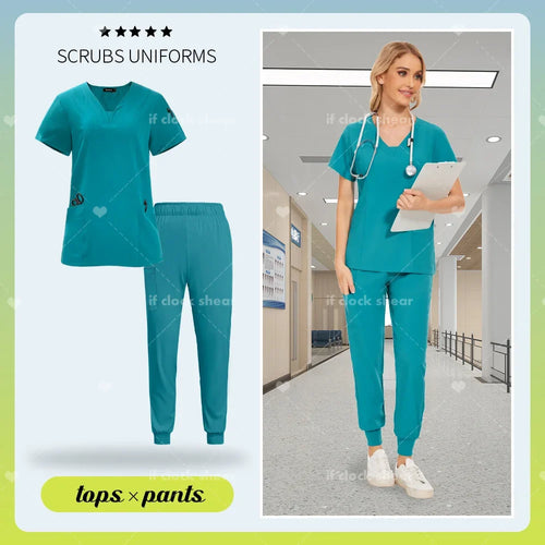 Surgical Uniforms Women Scrub Set Medical Nurse Uniforms Beauty Salon