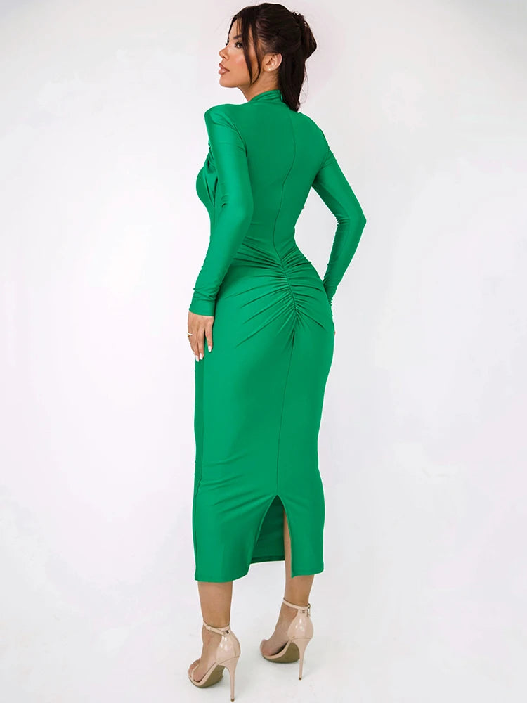 Mozision Hollow Out Long Sleeve Sexy Maxi Dress For Women Gown Autumn