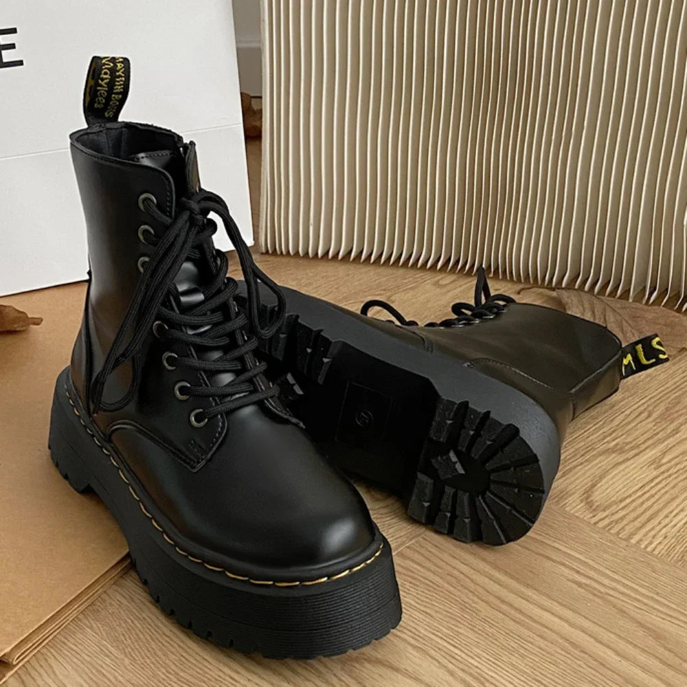 Women Minimalist Boots Casual Shoes Woman Leather Chelsea  Punk Female