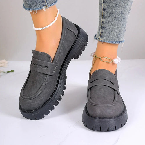 Plus Size Loafers Women British Style Platform Shoes