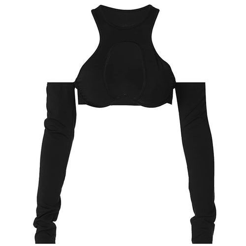 Y2K Sexy Hollow Out Summer Crop Corset Top Women Black Tees