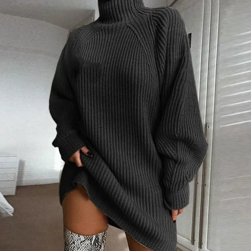 Solid Color Loose Knitted Dress