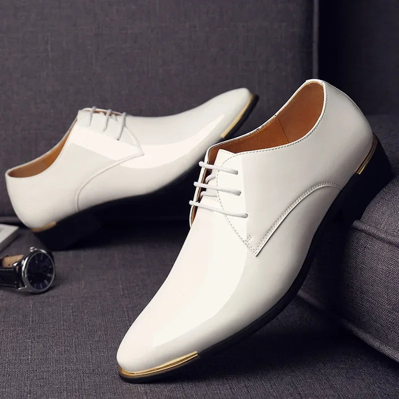 Men’s Patent Leather Shoes  British Style Men's Dress Shoes