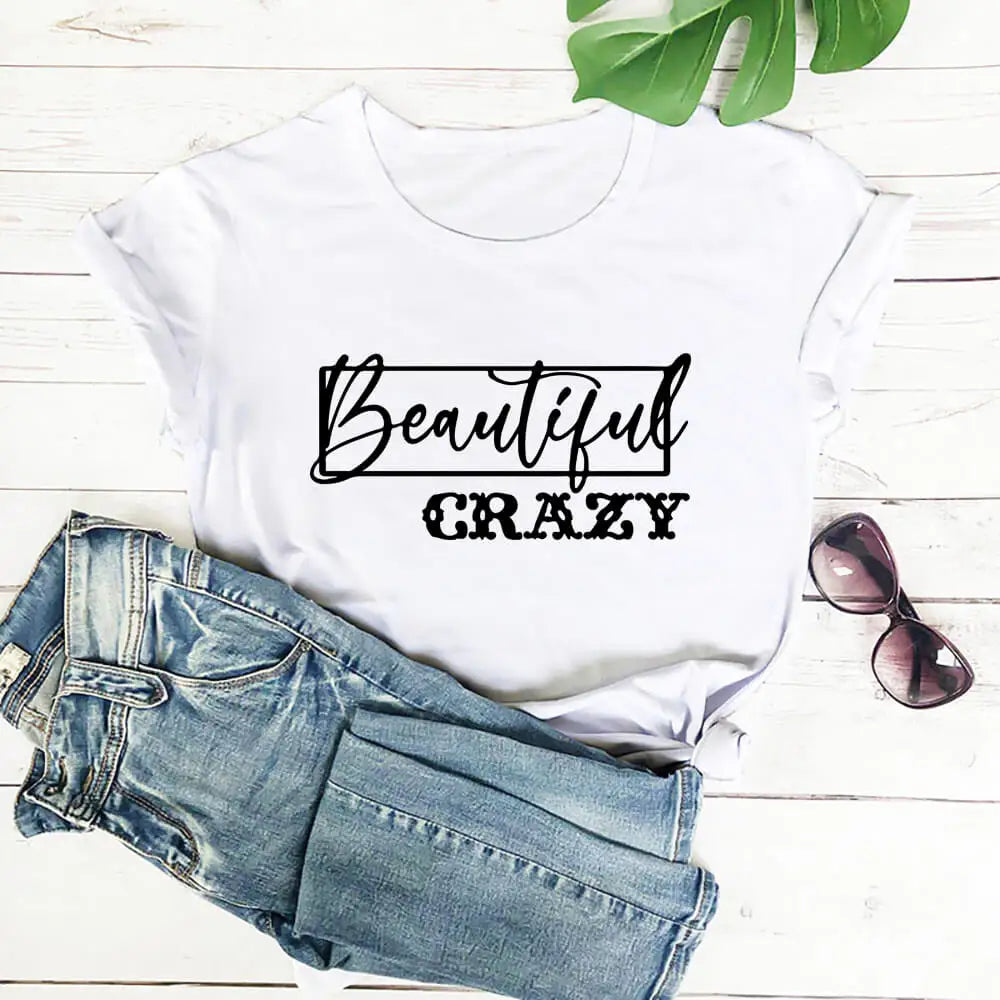 Beautiful Crazy Print Women Tshirt Women's Funny Summer Casual Short