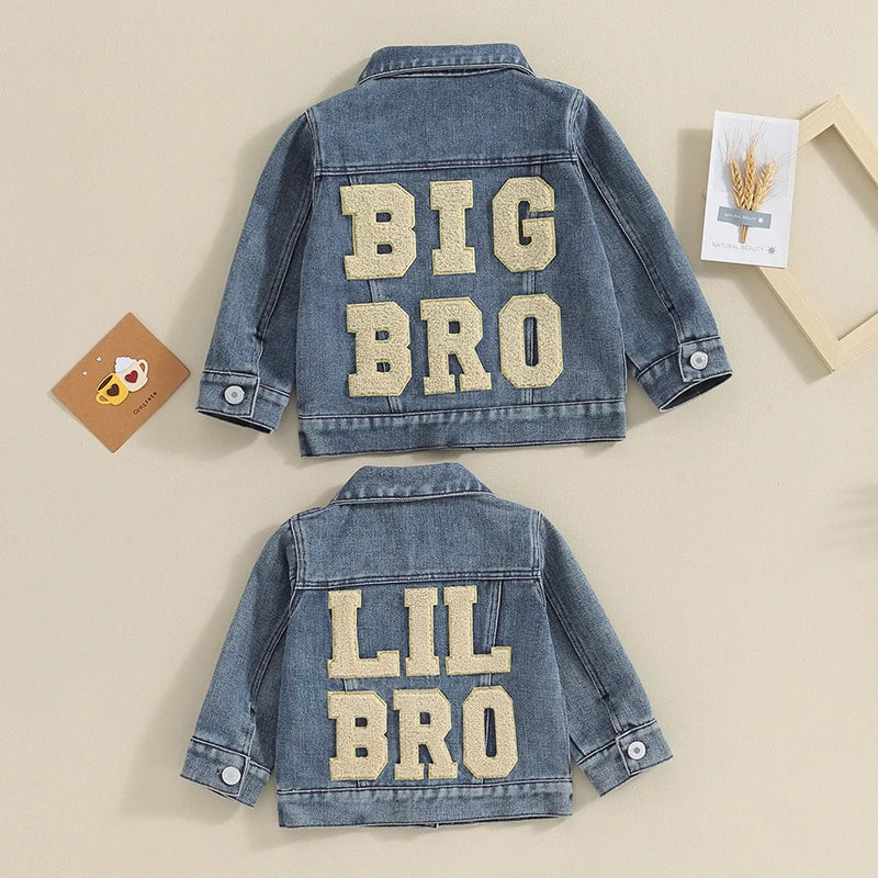 Toddler Baby Boys Denim Jacket Letter Embroidery