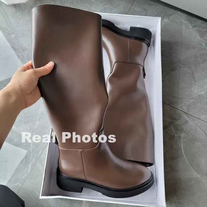 Genuine Leather Knee High Boots