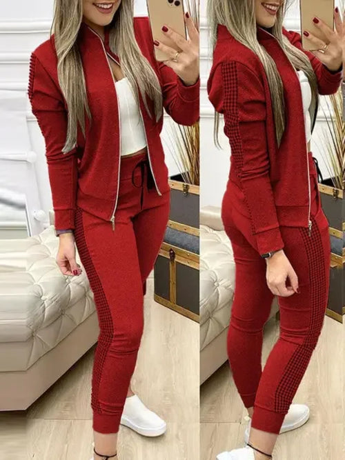 Women Two Piece Set Outfits Autumn Women's Tracksuit Zipper Top