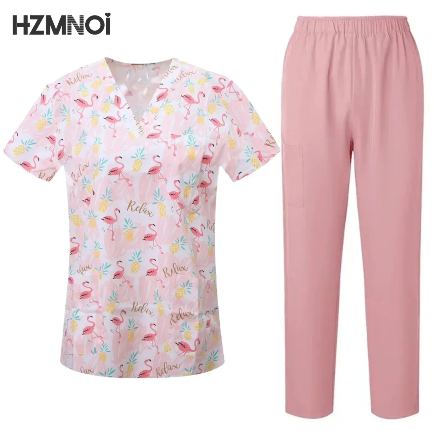 Surgical Uniforms Woman Printing Blouse Pockets Pants Medical Scrub