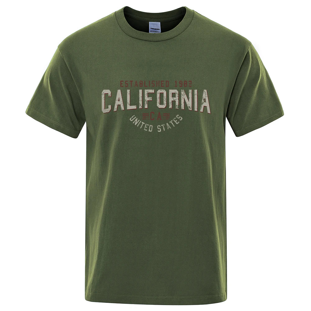 Established 1982 California United States T-Shirt Men Oversized Cotton