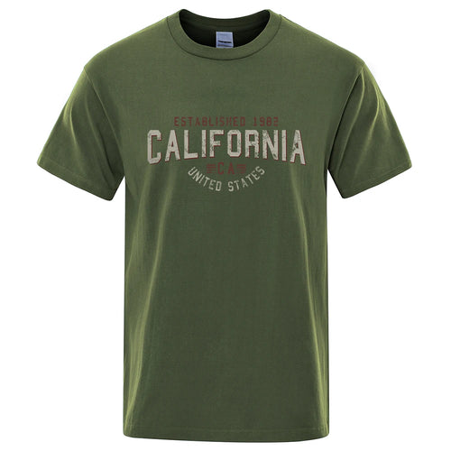 Established 1982 California United States T-Shirt Men Oversized Cotton