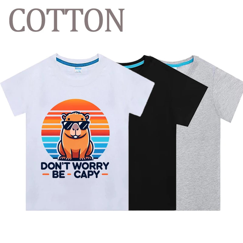 Capybara Dont Be Worry Be Capy T-Shirt for Kids Boys