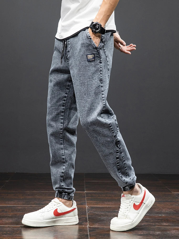 Spring Summer Black Blue Cargo Jeans Men Streetwear Denim Jogger Pants