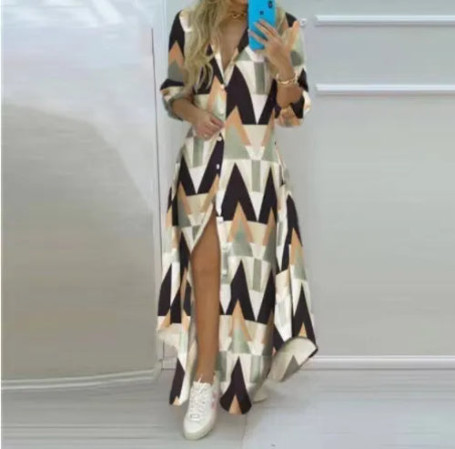 Boho Printed Long Shirts Dress