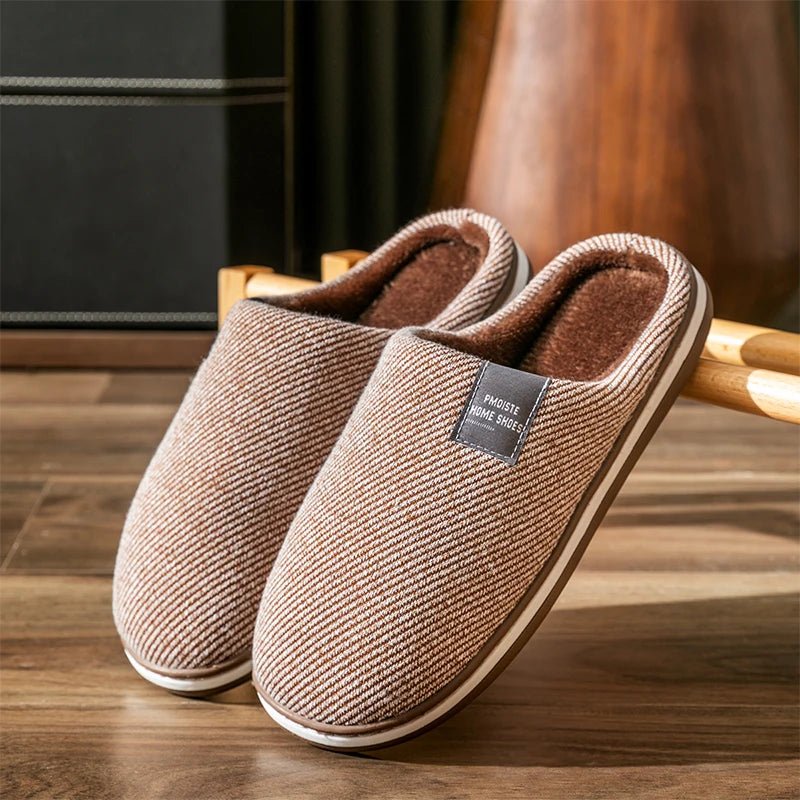 Trend Men Slippers Winter Warm Cotton Slippers Male Flats Soft