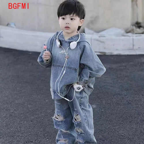 Boy Denim Jacket Hoodies + Jeans 2 Pcs Set