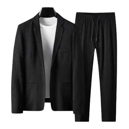 Men Two-piece Suit Striped Pleated Men Blazer Pants Set Pleated