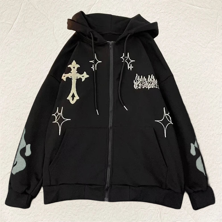 Winter Hoodie Embroidered Cross