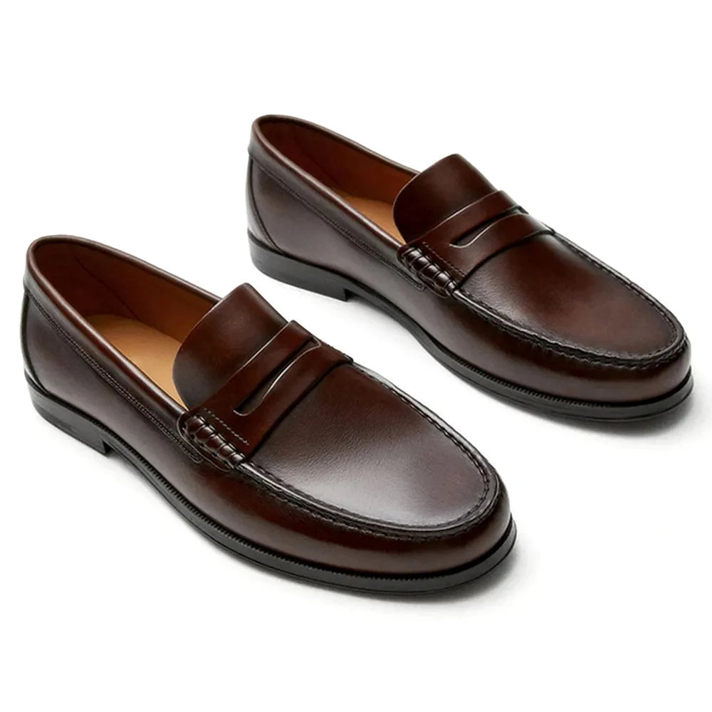 Vintage Top Layer Genuine Leather Slip on Loafers Breathable Moccasins