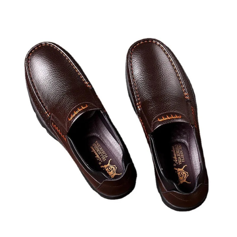 Handmade Leather Men Casual Shoes Soft Sole Comfortable Loafers for