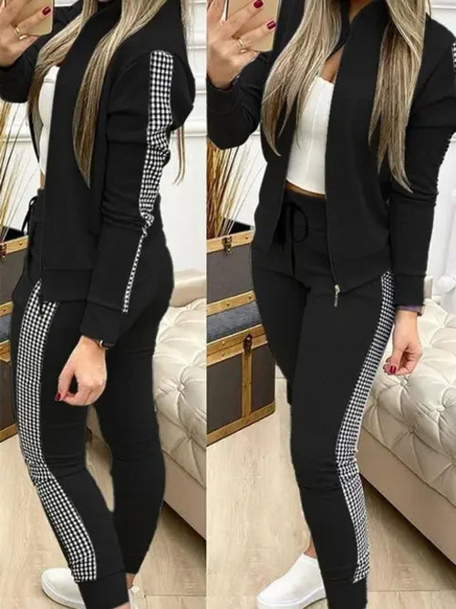 Women Two Piece Set Outfits Autumn Women's Tracksuit Zipper Top