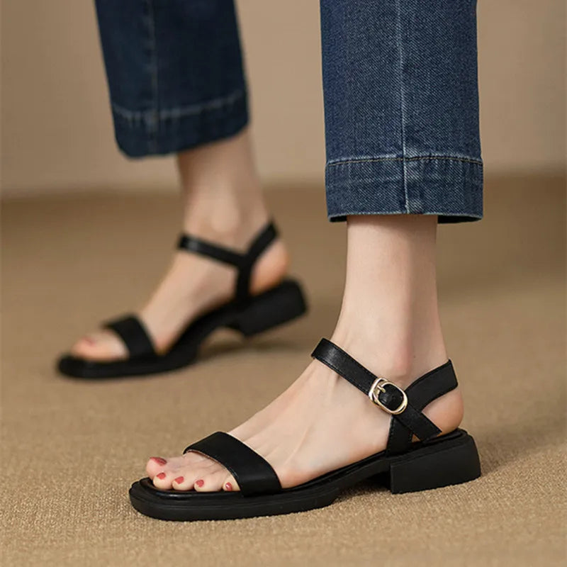 Fashion Sandals Women Low Heels Elegant Open Toe Slingback