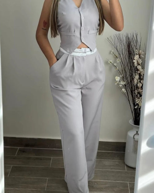 New Women's Two-Piece Summer Casual Sexy Elegant V-Neck Twist