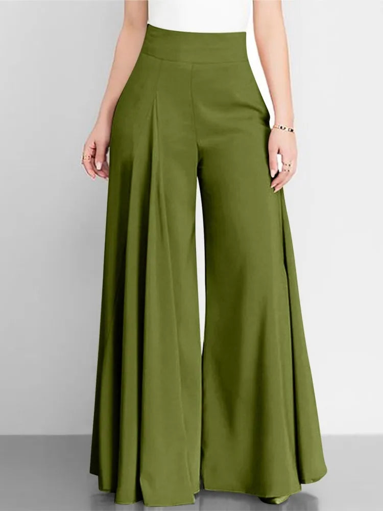 Spring Autumn Fashion Women High Waist Wide Leg Pants Female Elegant