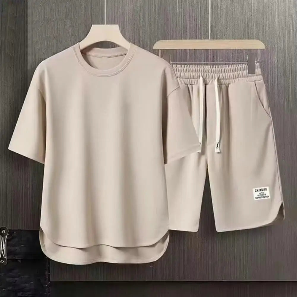 Men Sportswear Set Men's Summer Casual Outfit Set O-neck Short Sleeve