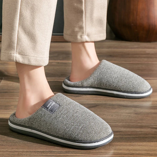 Trend Men Slippers Winter Warm Cotton Slippers Male Flats Soft